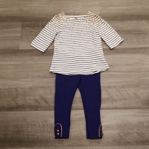Janie and Jack Boat Neck Top with Blue Pants